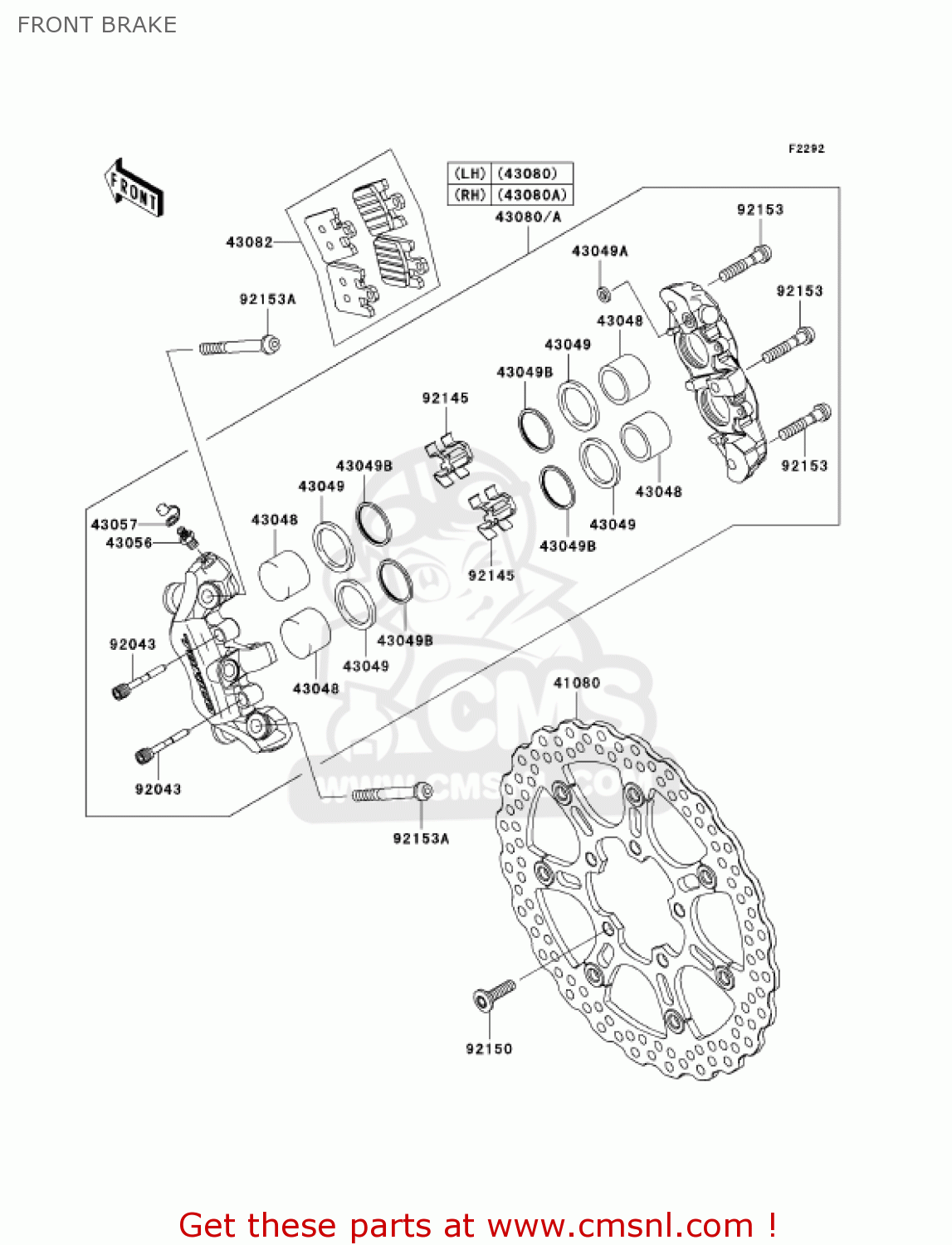FRONT BRAKE ZX1000D7FA NINJA ZX10R 2007 USA CALIFORNIA CANADA