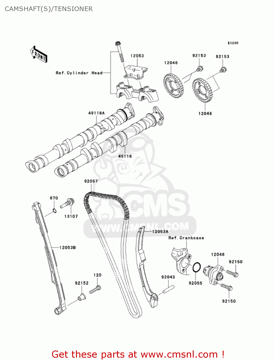 CAMSHAFT(S)/TENSIONER ZX1000D7FA NINJA ZX10R 2007 USA CALIFORNIA CANADA