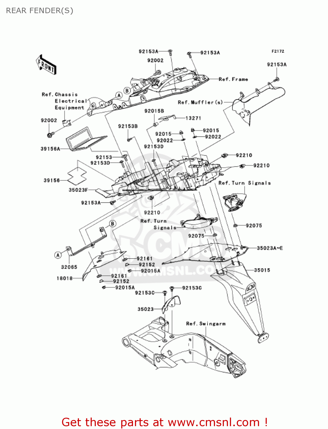 REAR FENDER(S) ZX1000D7FA NINJA ZX10R 2007 USA CALIFORNIA CANADA