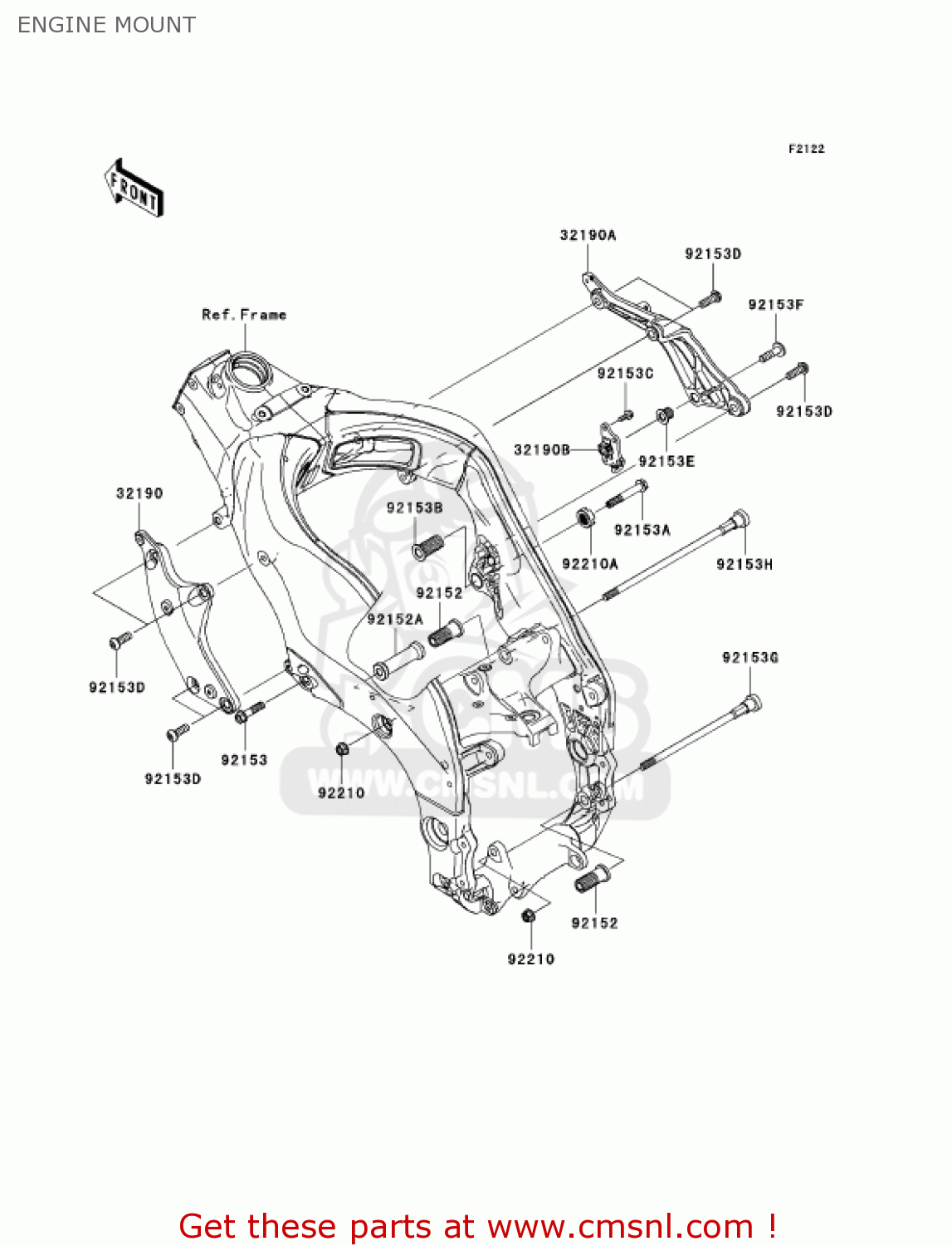 ENGINE MOUNT ZX1000D7FA NINJA ZX10R 2007 USA CALIFORNIA CANADA