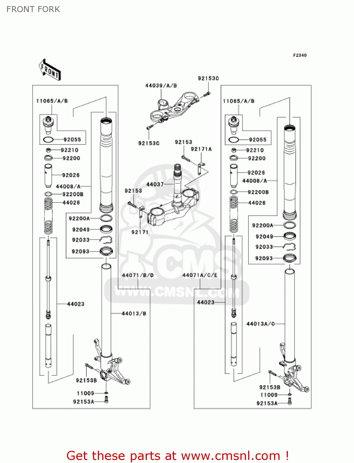 FRONT FORK ZX1000D7FA NINJA ZX10R 2007 USA CALIFORNIA CANADA