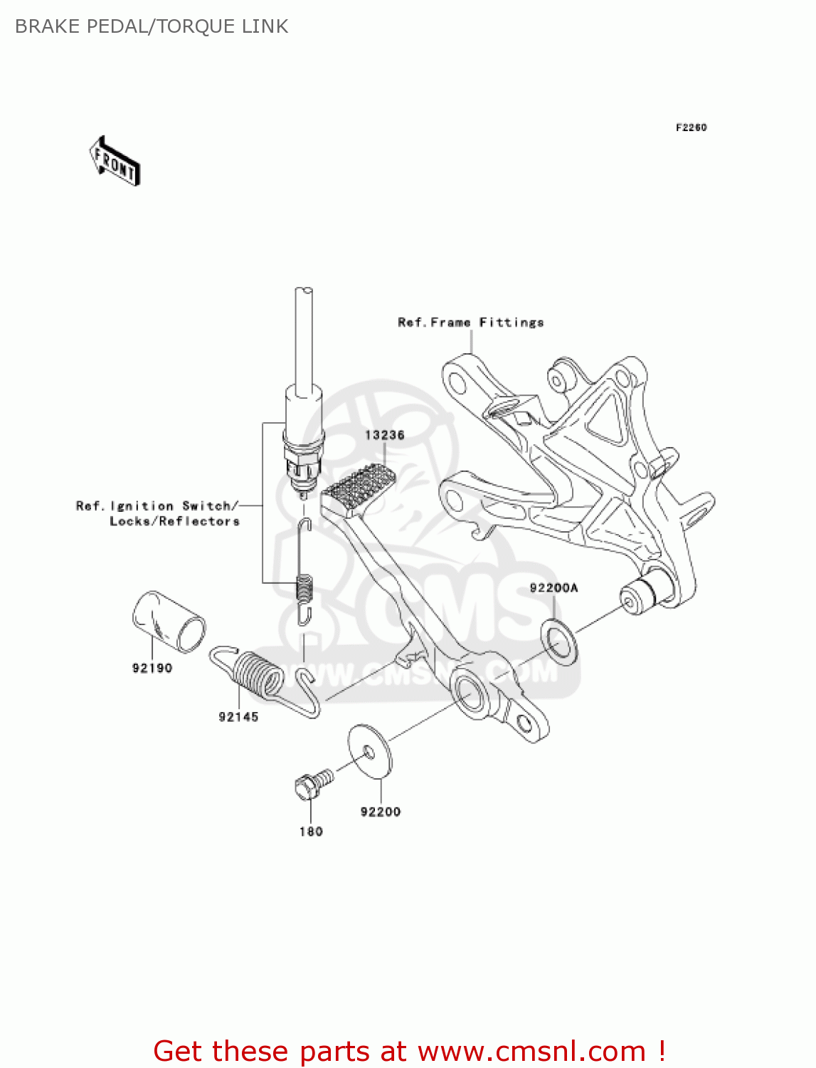 BRAKE PEDAL/TORQUE LINK ZX1000D7FA NINJA ZX10R 2007 USA CALIFORNIA CANADA
