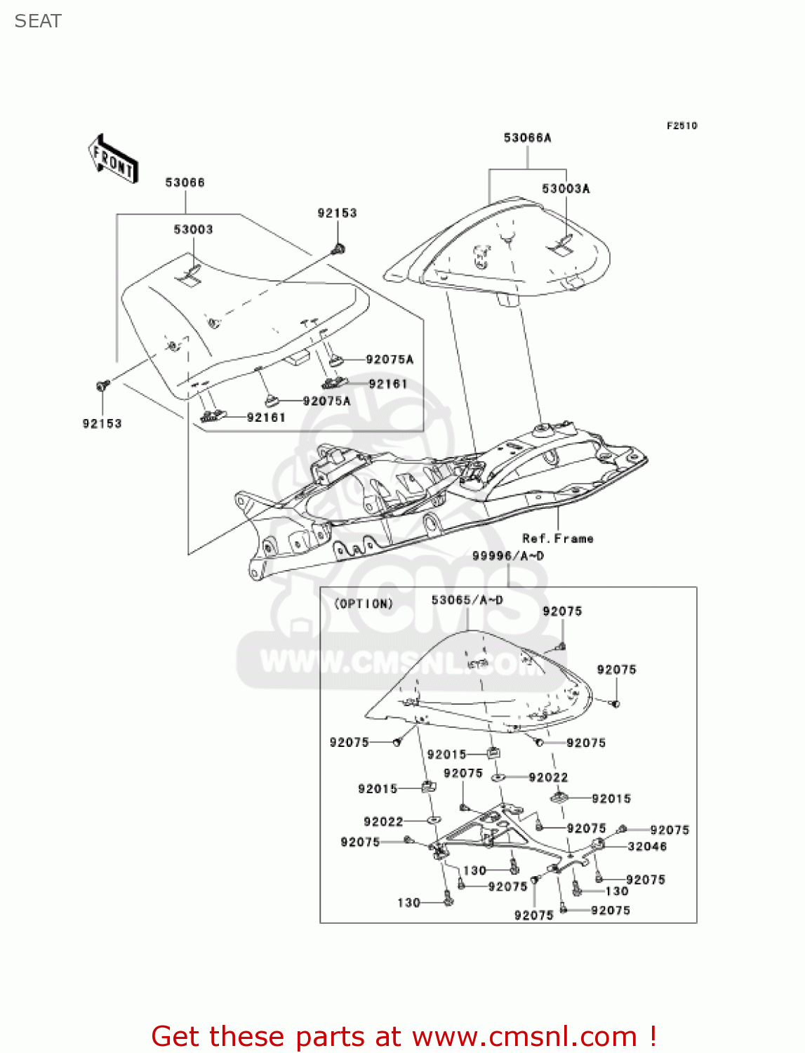 SEAT ZX1000D7FA NINJA ZX10R 2007 USA CALIFORNIA CANADA