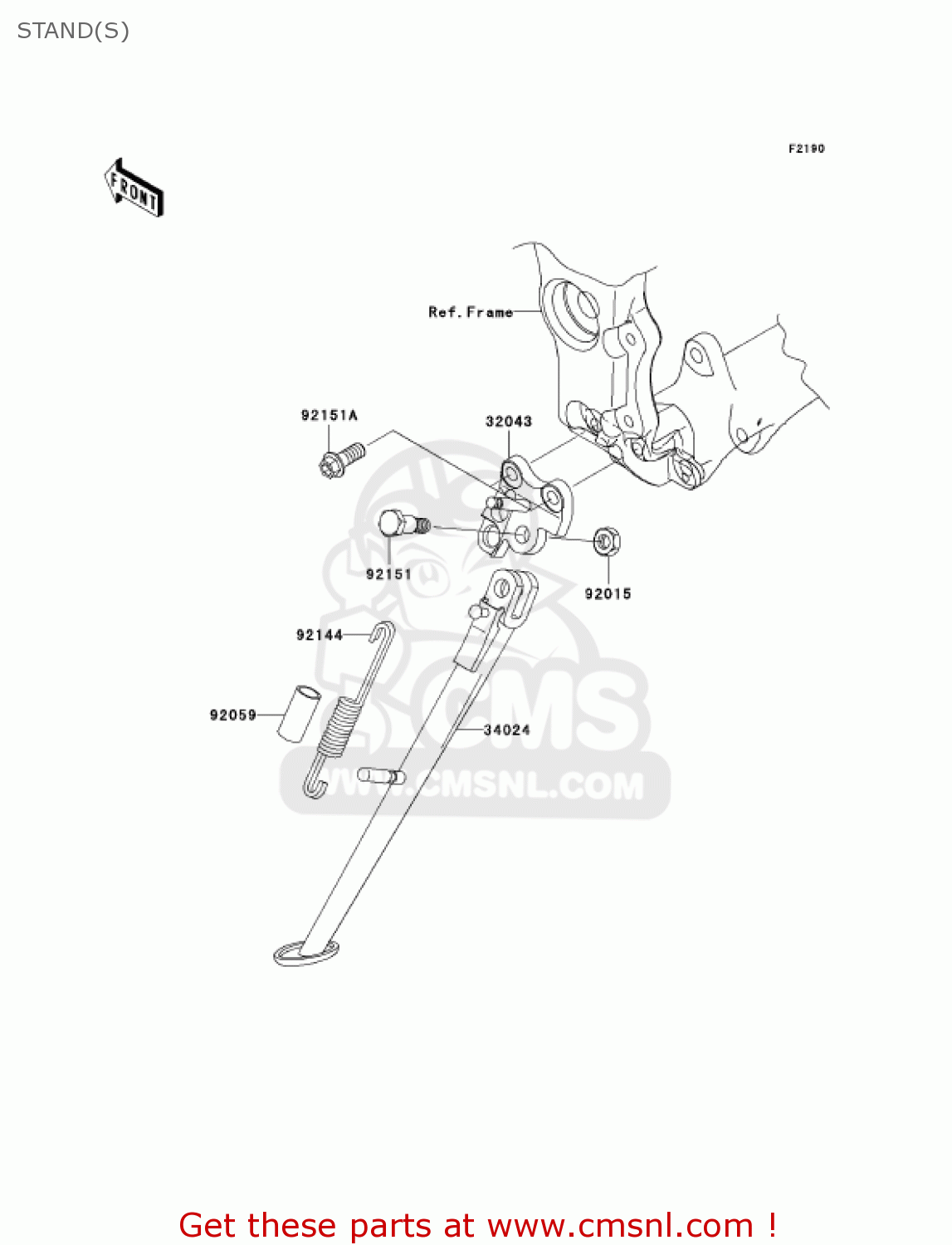 STAND(S) ZX1000D7FA NINJA ZX10R 2007 USA CALIFORNIA CANADA