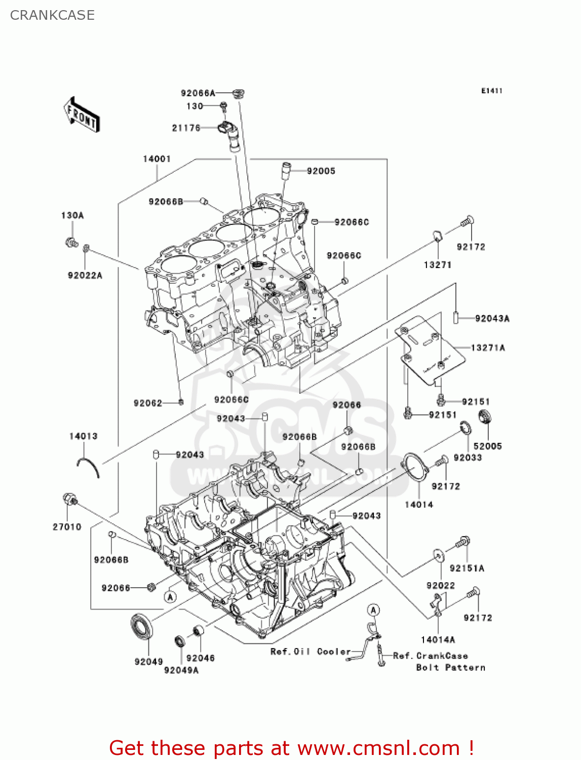 CRANKCASE ZX1000D7FA NINJA ZX10R 2007 USA CALIFORNIA CANADA