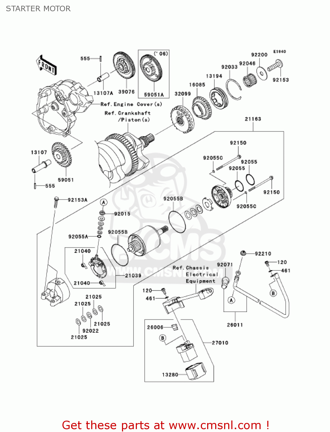 STARTER MOTOR ZX1000D7FA NINJA ZX10R 2007 USA CALIFORNIA CANADA