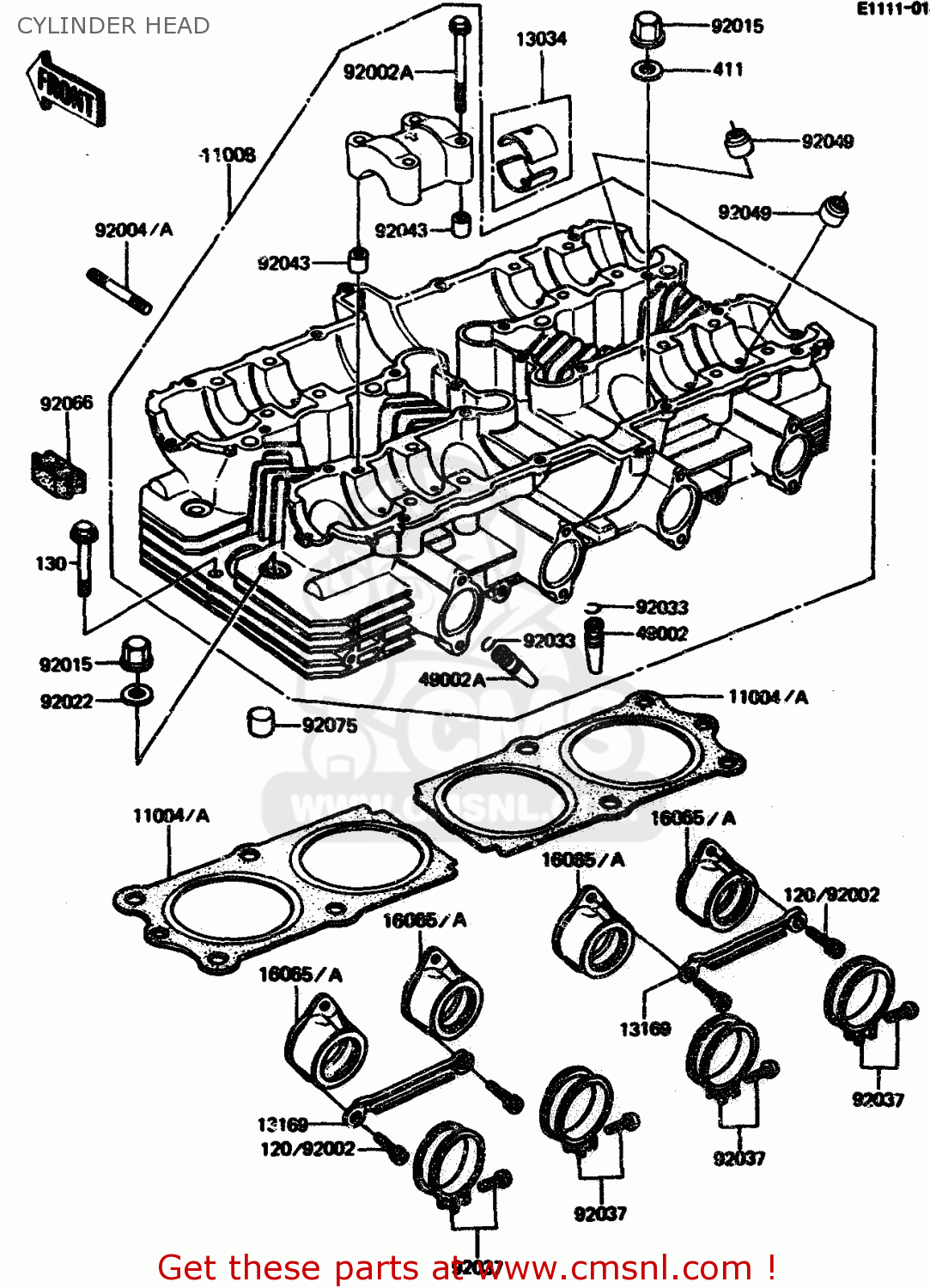 CYLINDER HEAD ZX1100A1 1983 EUROPE UK FR IT NR SD ST