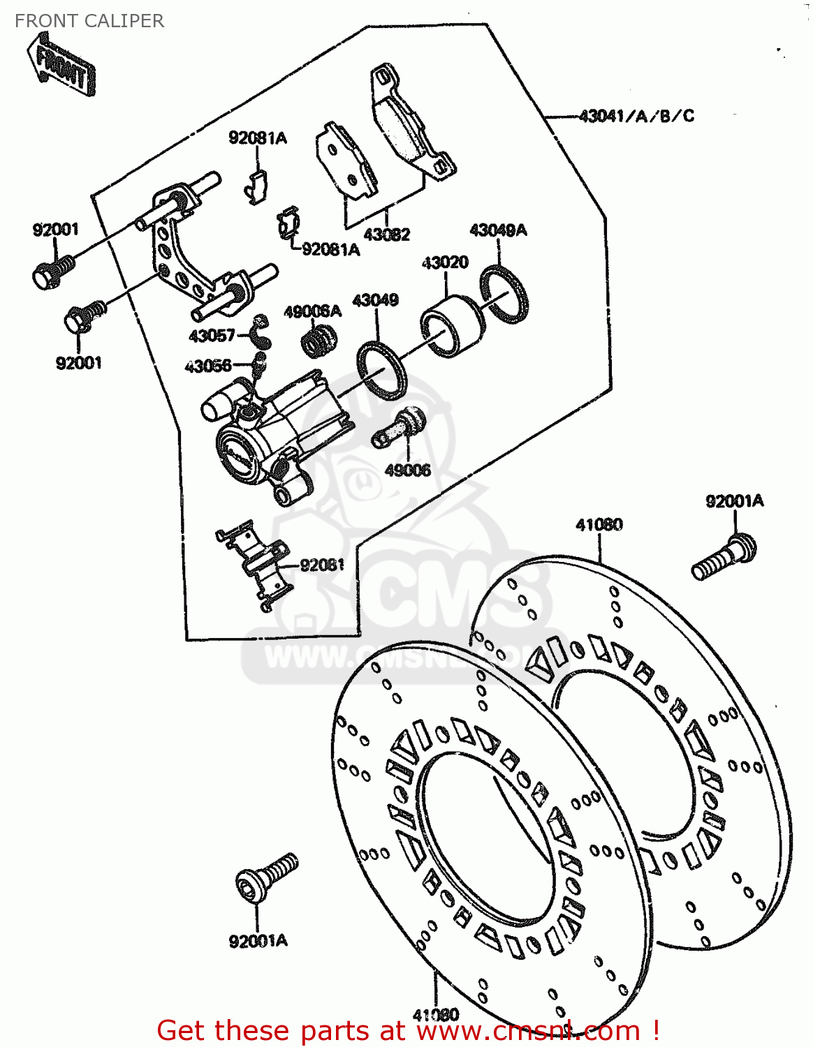 FRONT CALIPER ZX1100A1 1983 EUROPE UK FR IT NR SD ST