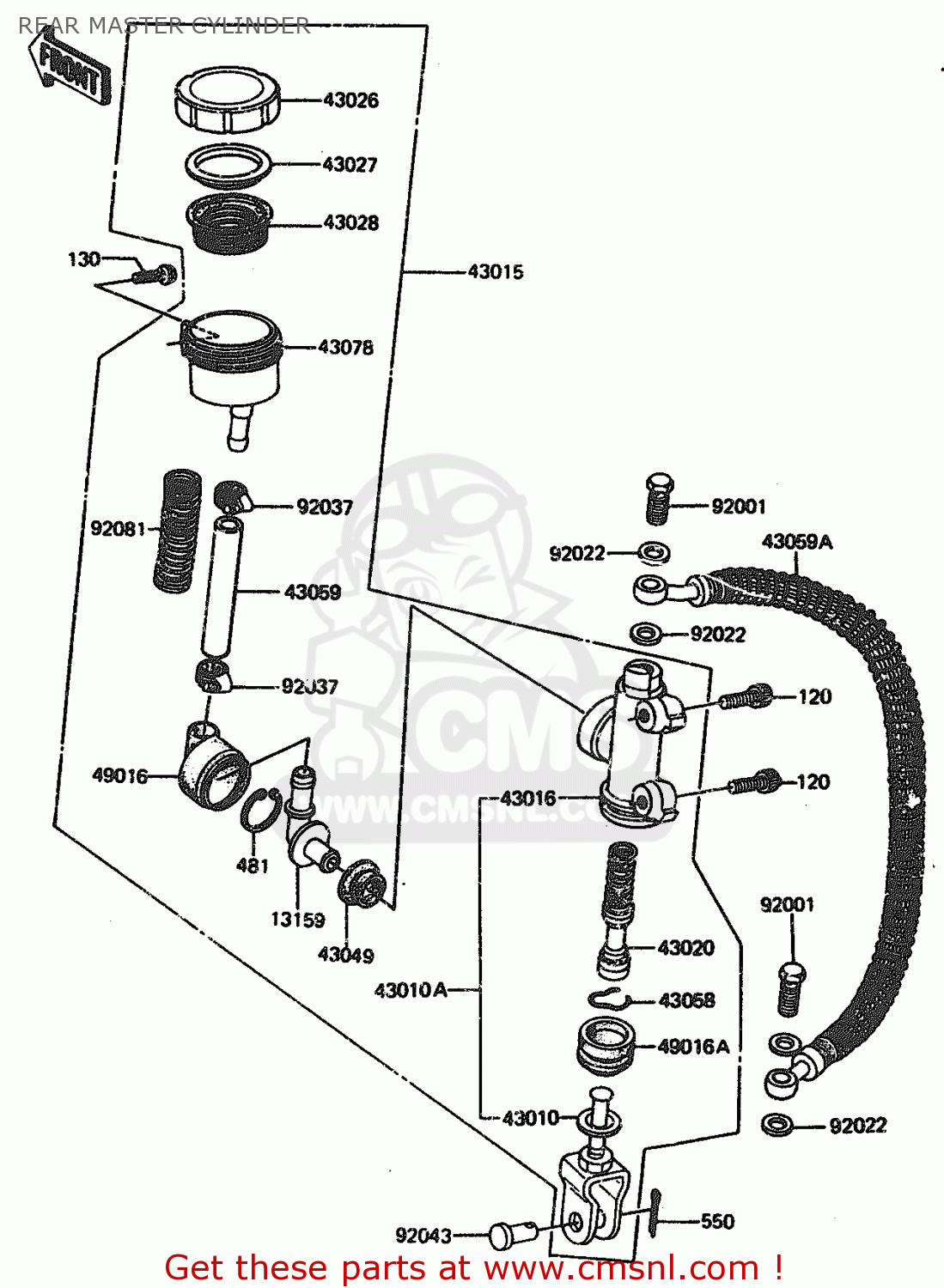 REAR MASTER CYLINDER ZX1100A1 1983 EUROPE UK FR IT NR SD ST