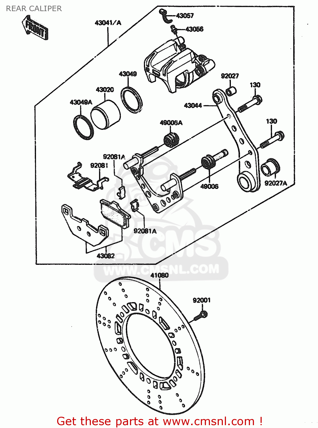 REAR CALIPER ZX1100A1 1983 EUROPE UK FR IT NR SD ST