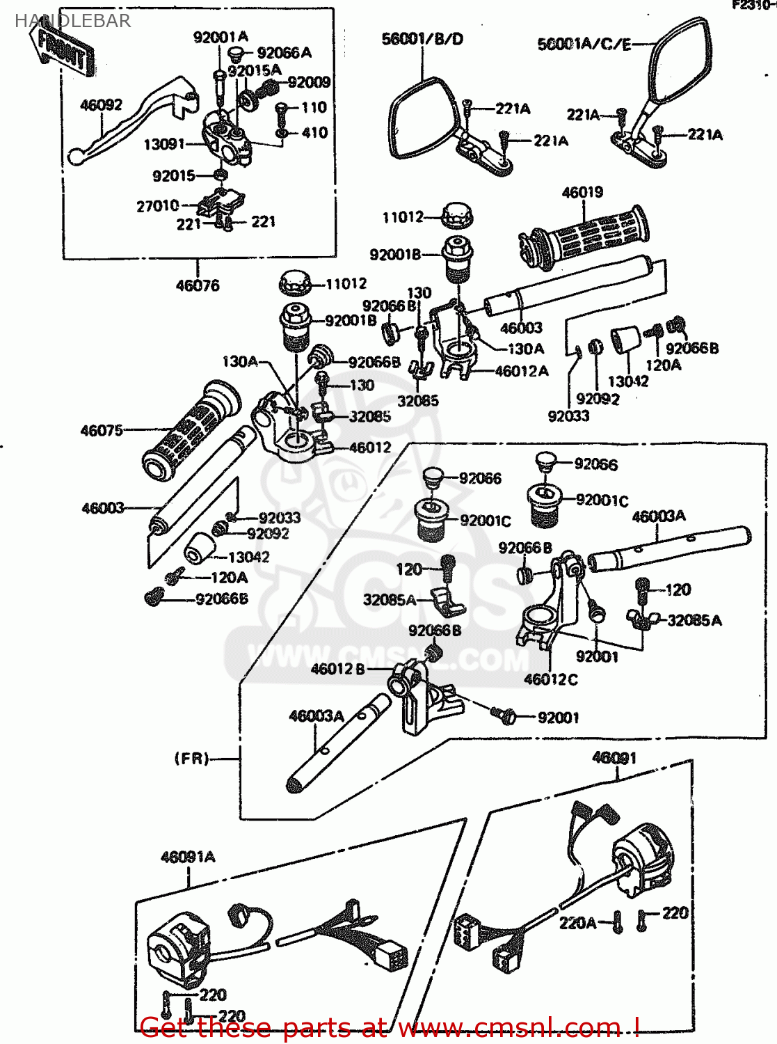 HANDLEBAR ZX1100A1 1983 EUROPE UK FR IT NR SD ST