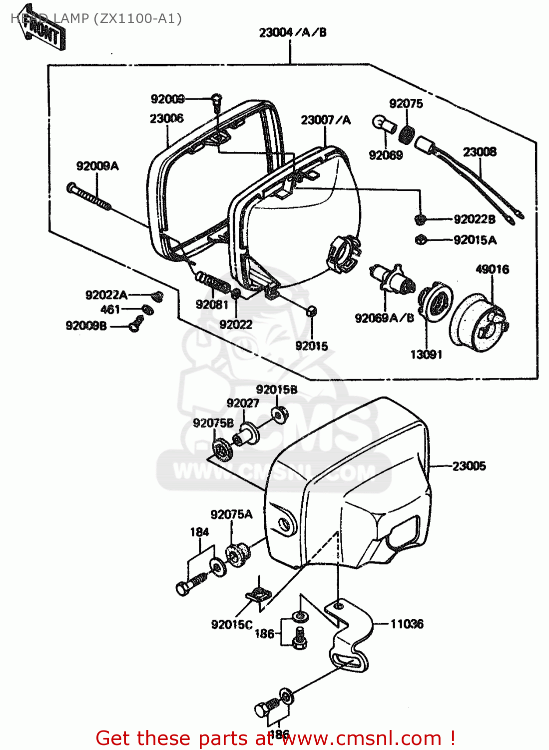 HEAD LAMP (ZX1100-A1) ZX1100A1 1983 EUROPE UK FR IT NR SD ST