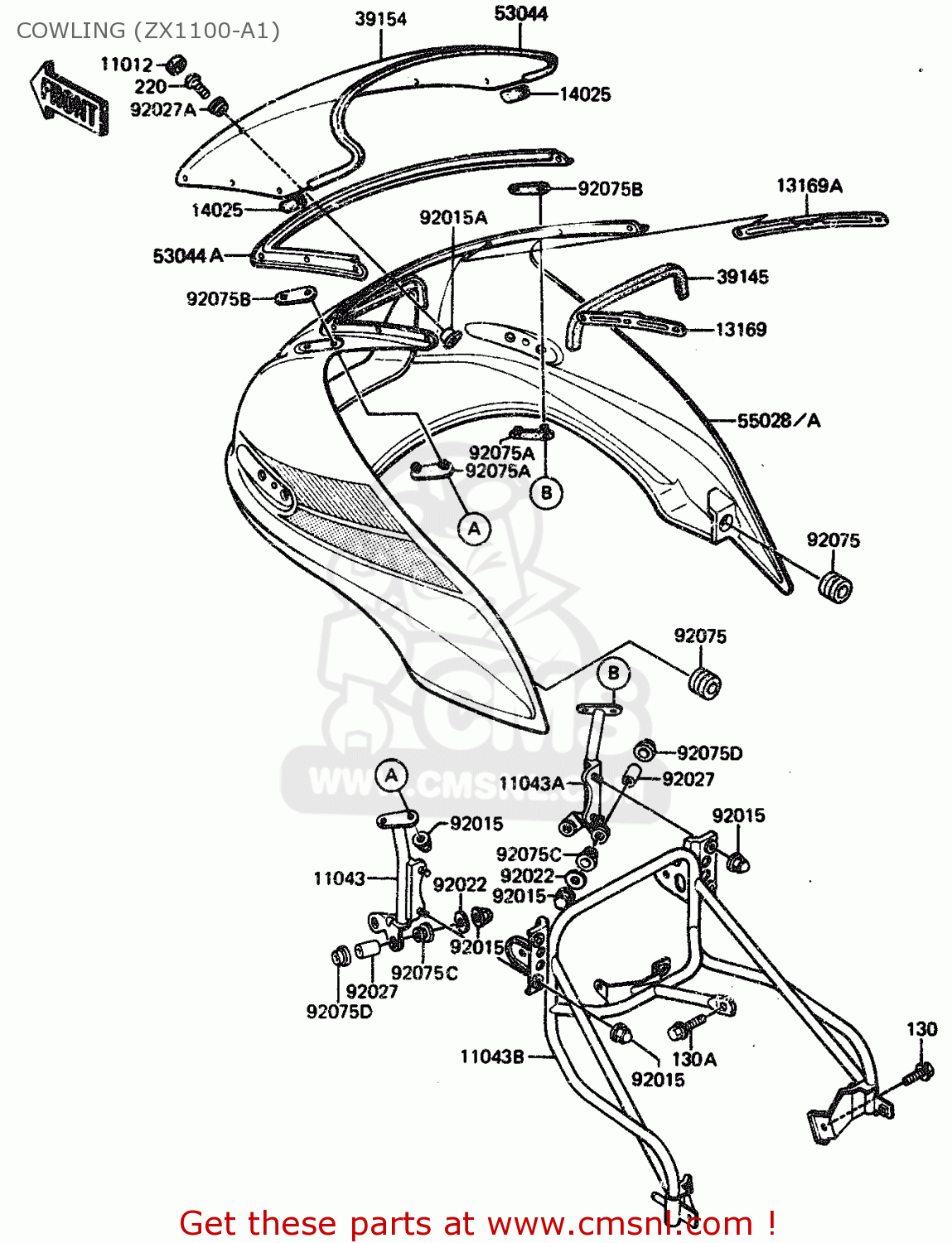 COWLING (ZX1100-A1) ZX1100A1 1983 EUROPE UK FR IT NR SD ST