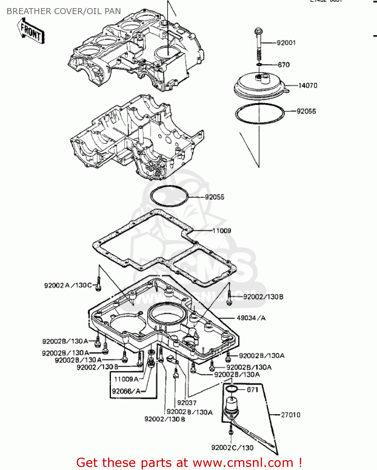 BREATHER COVER/OIL PAN ZX1100A1 GPZ 1983 USA CALIFORNIA CANADA