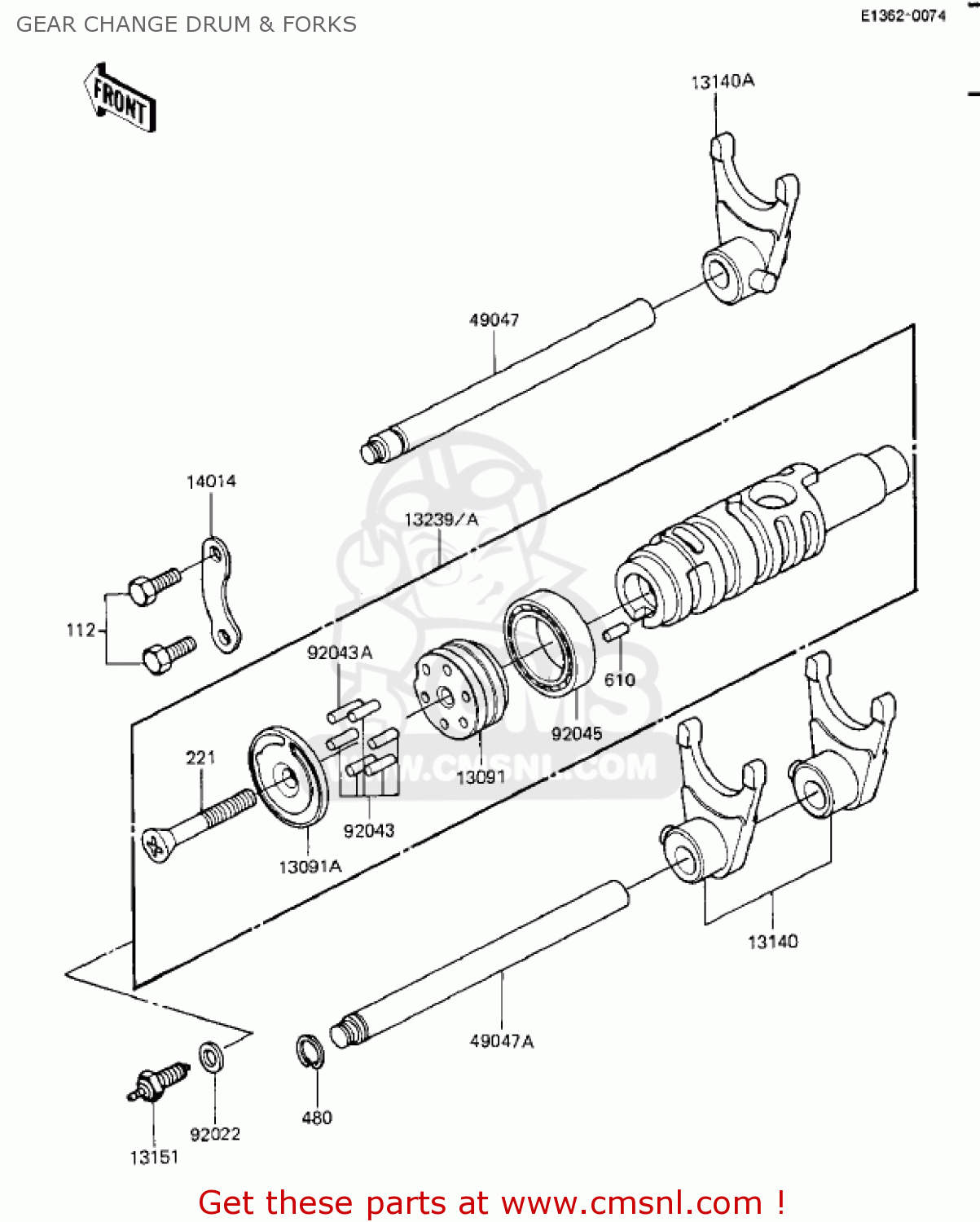 GEAR CHANGE DRUM & FORKS ZX1100A1 GPZ 1983 USA CALIFORNIA CANADA