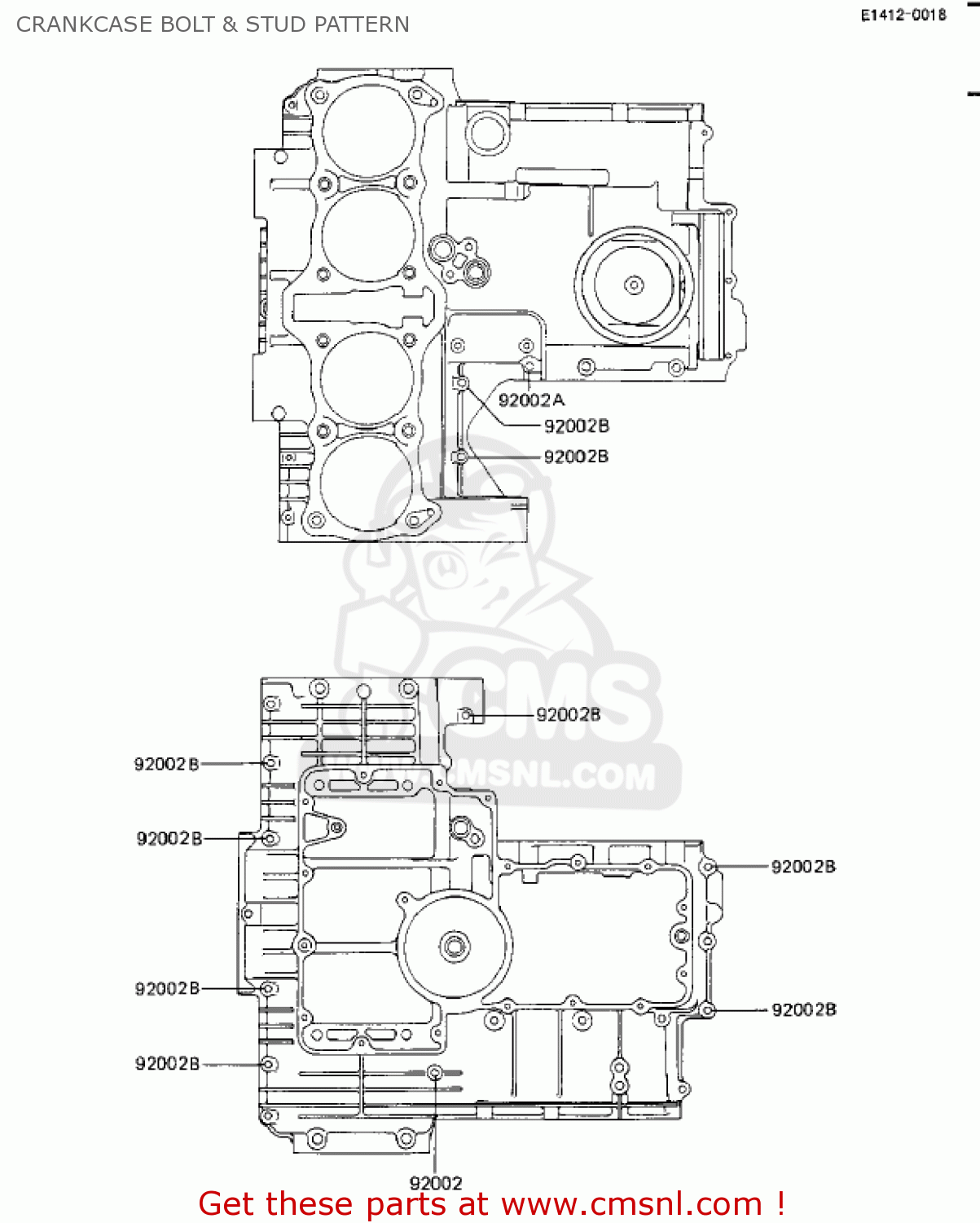 CRANKCASE BOLT & STUD PATTERN ZX1100A1 GPZ 1983 USA CALIFORNIA CANADA