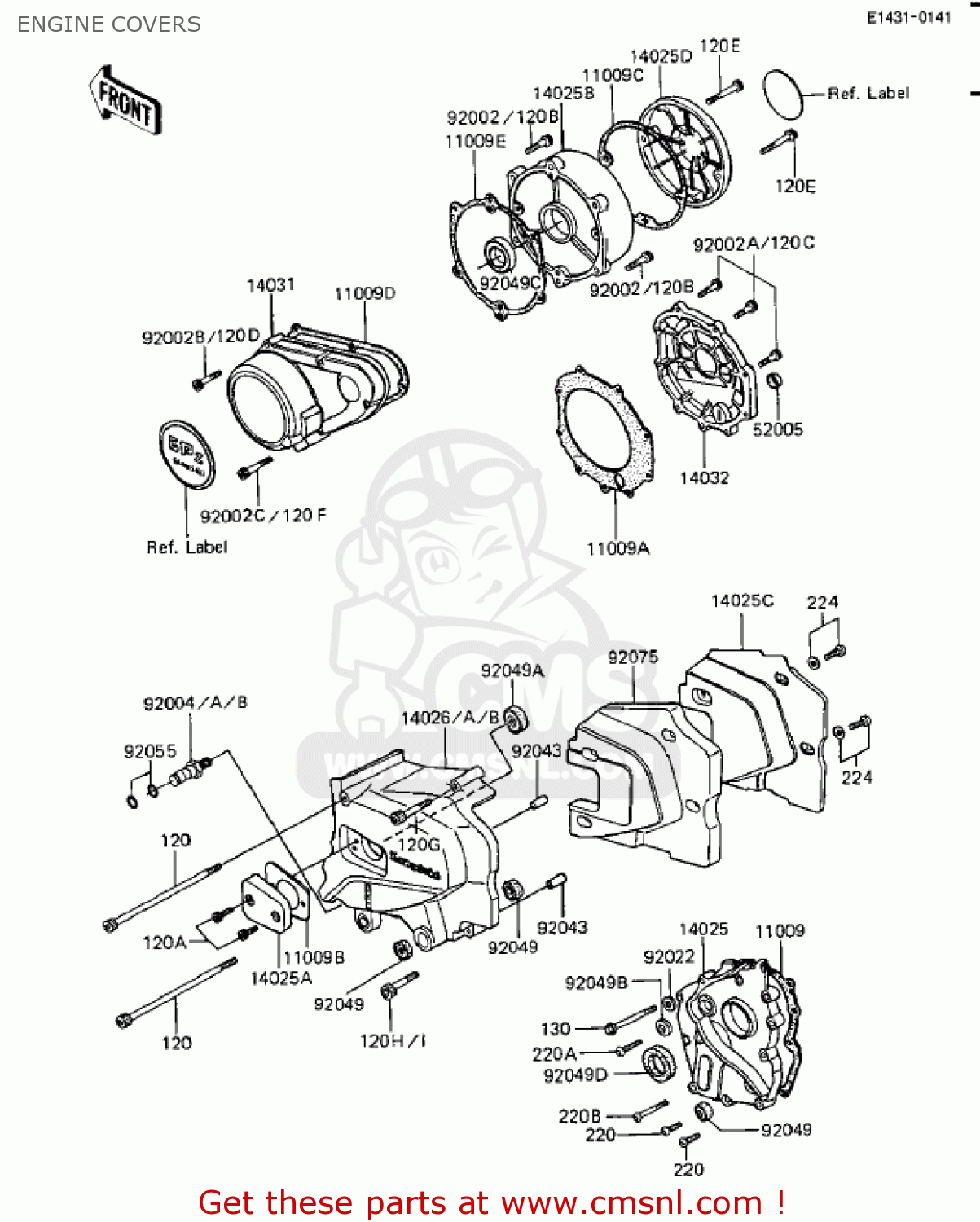 ENGINE COVERS ZX1100A1 GPZ 1983 USA CALIFORNIA CANADA