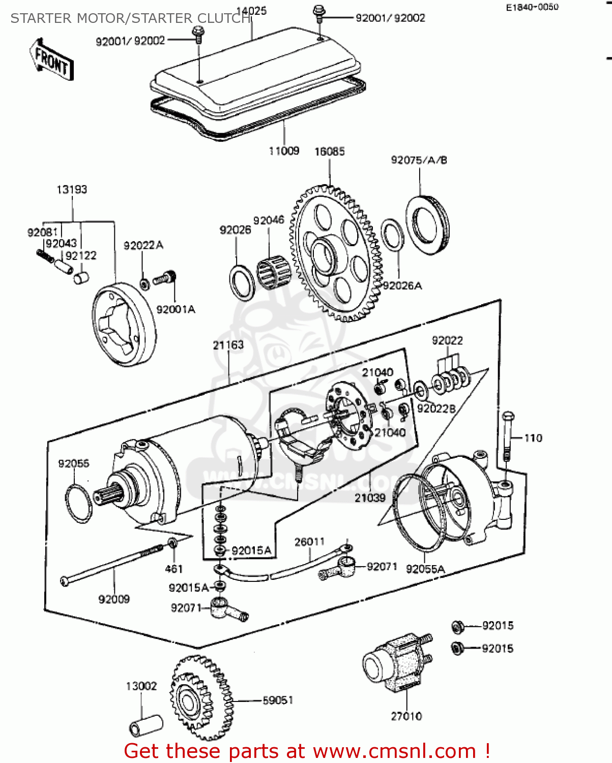 STARTER MOTOR/STARTER CLUTCH ZX1100A1 GPZ 1983 USA CALIFORNIA CANADA