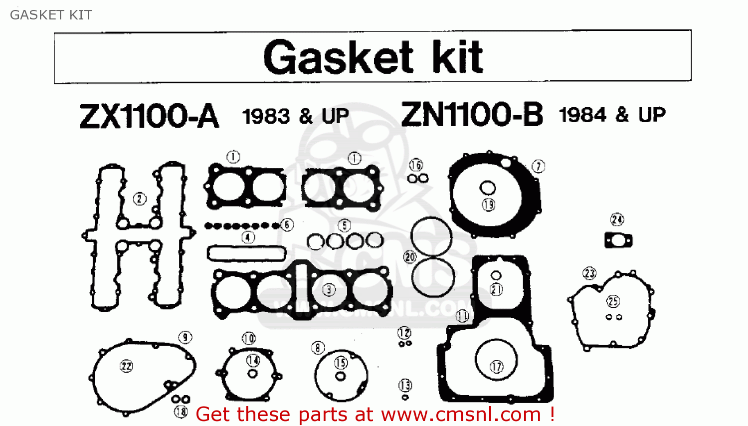 GASKET KIT ZX1100A1 GPZ 1983 USA CALIFORNIA CANADA