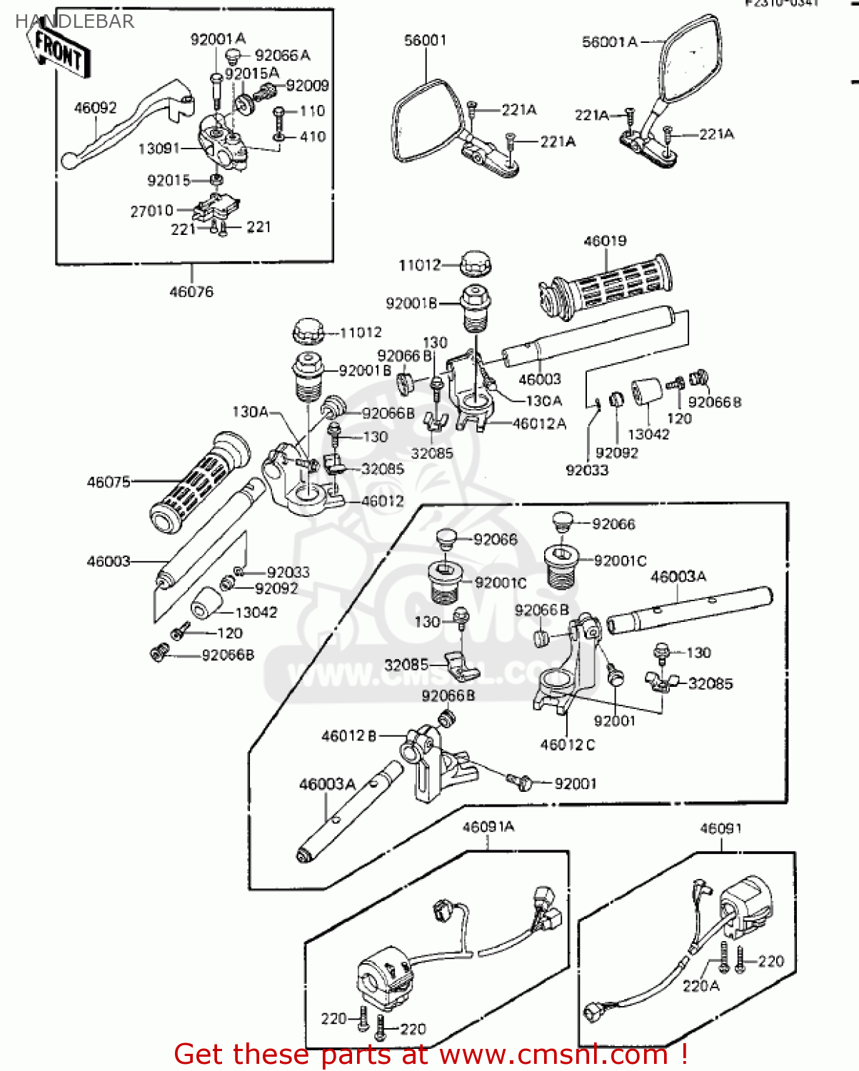 HANDLEBAR ZX1100A1 GPZ 1983 USA CALIFORNIA CANADA