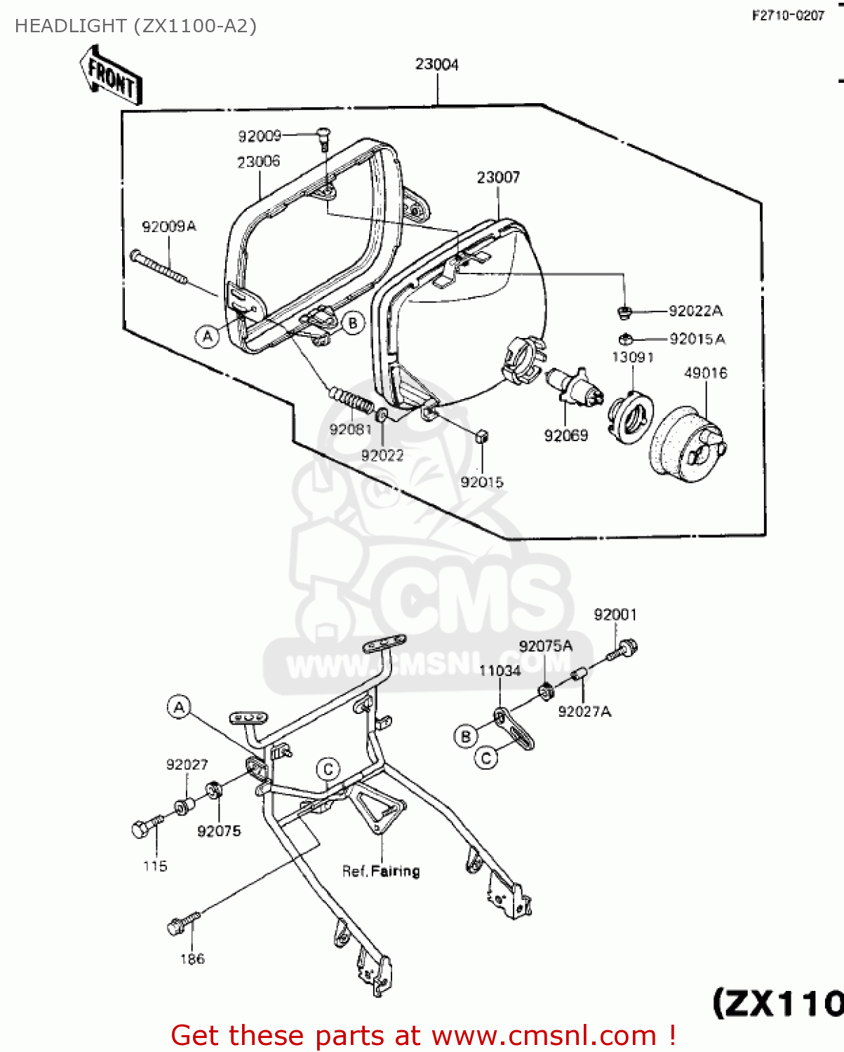 HEADLIGHT (ZX1100-A2) ZX1100A1 GPZ 1983 USA CALIFORNIA CANADA