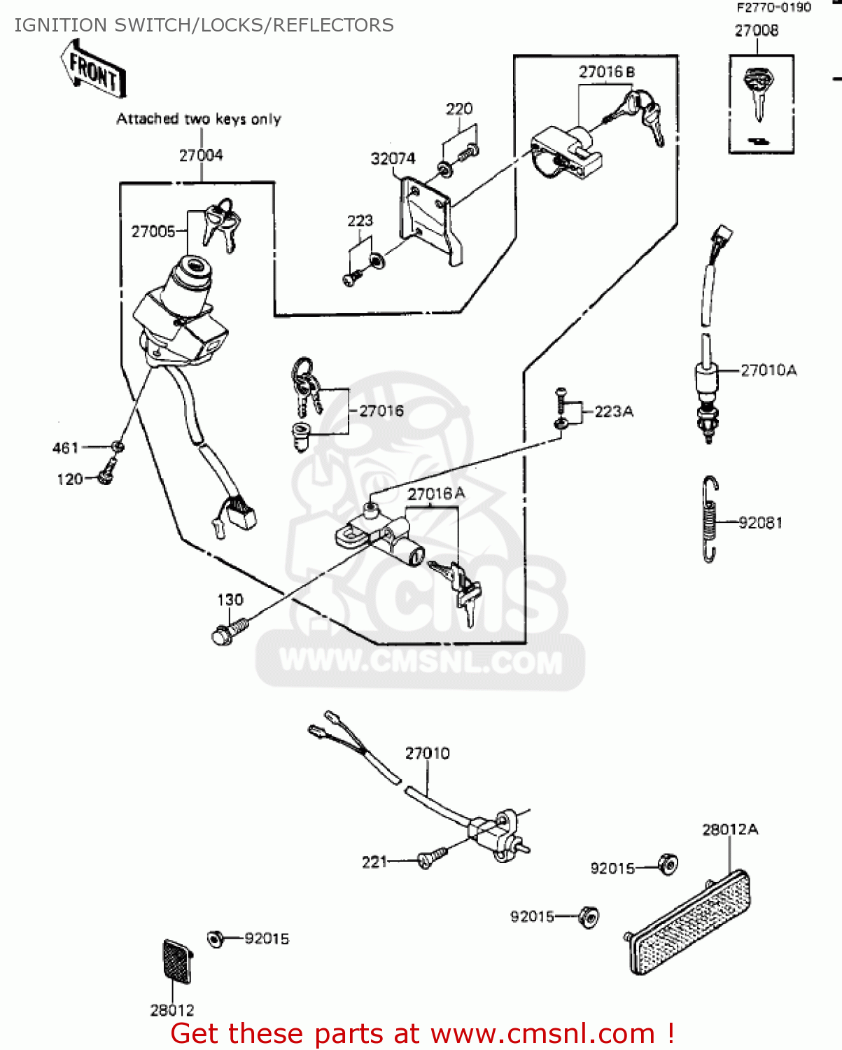 IGNITION SWITCH/LOCKS/REFLECTORS ZX1100A1 GPZ 1983 USA CALIFORNIA CANADA