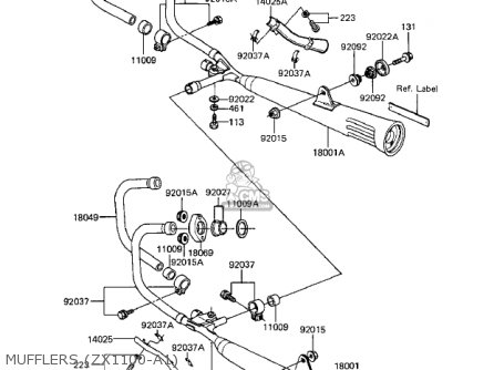 MUFFLERS (ZX1100-A1) - ZX1100A1 GPZ 1983 USA CALIFORNIA CANADA