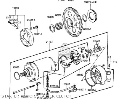 STARTER MOTOR/STARTER CLUTCH - ZX1100A1 GPZ 1983 USA CALIFORNIA CANADA