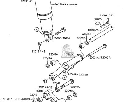 REAR SUSPENSION - ZX1100A1 GPZ 1983 USA CALIFORNIA CANADA