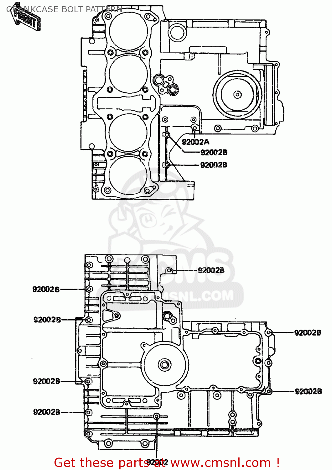 Kawasaki ZX1100A2 1984 EUROPE UK FR GR IT NR SD CRANKCASE BOLT PATTERN