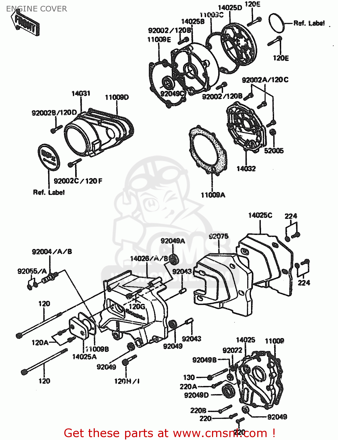 ENGINE COVER ZX1100A2 1984 EUROPE UK FR GR IT NR SD