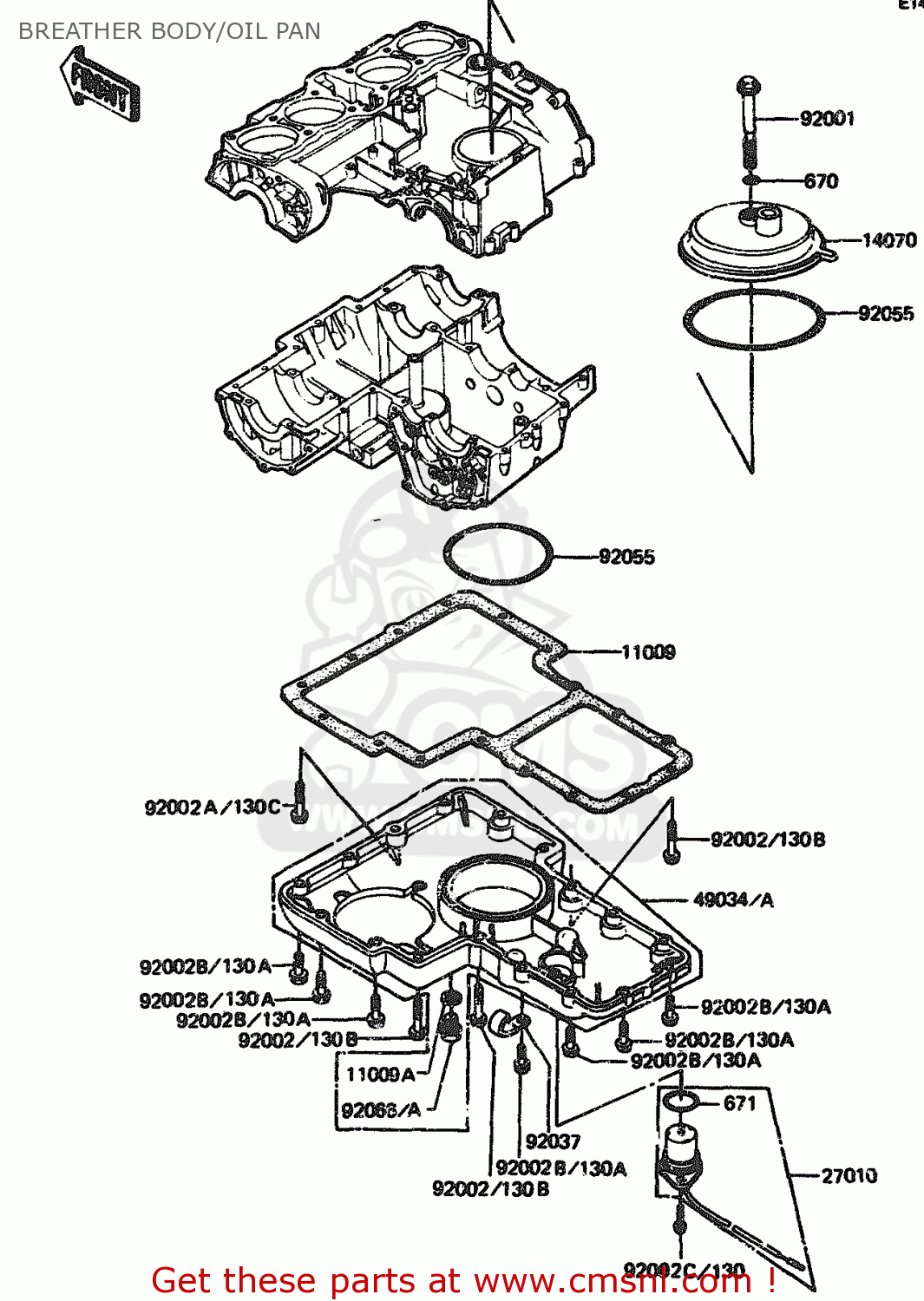 BREATHER BODY/OIL PAN ZX1100A2 1984 EUROPE UK FR GR IT NR SD
