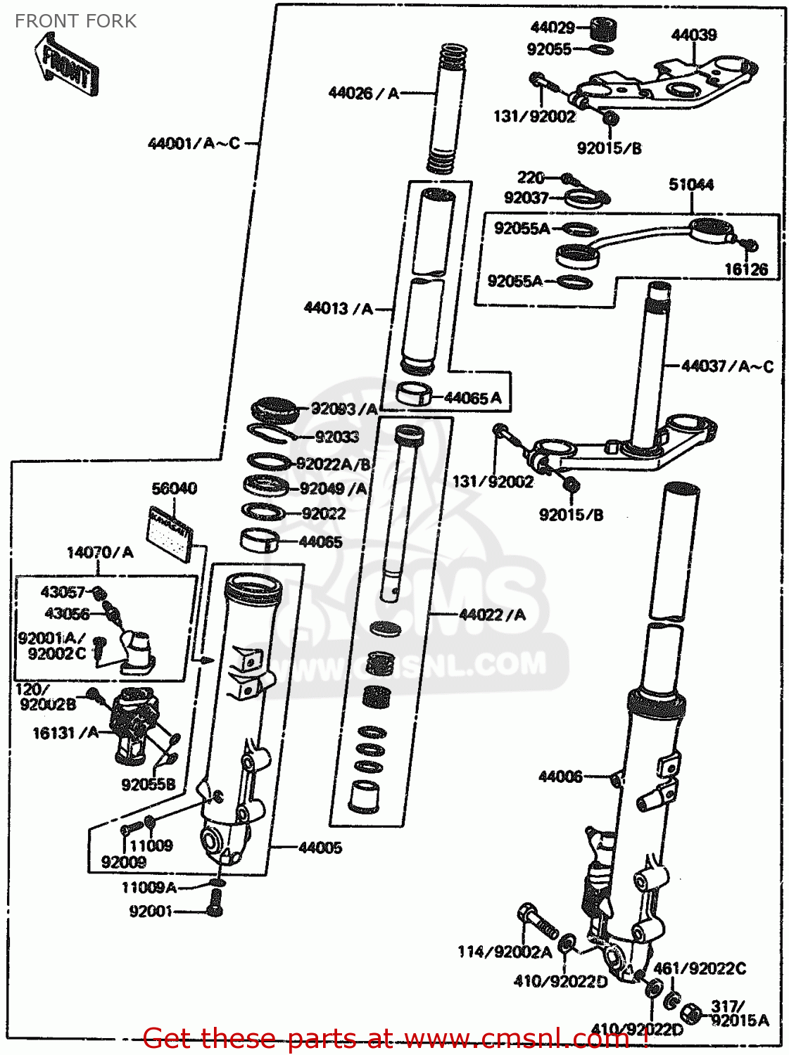FRONT FORK ZX1100A2 1984 EUROPE UK FR GR IT NR SD