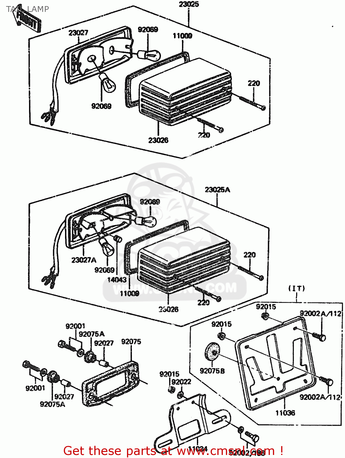TAIL LAMP ZX1100A2 1984 EUROPE UK FR GR IT NR SD