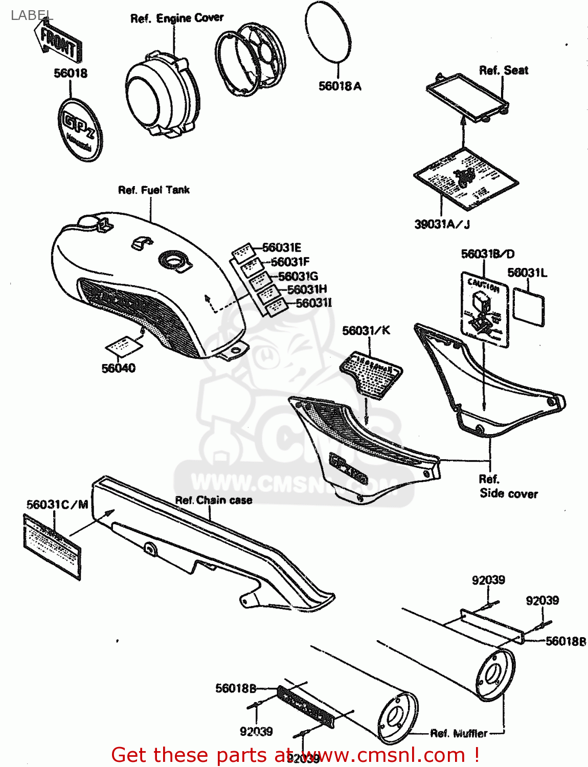 LABEL ZX1100A2 1984 EUROPE UK FR GR IT NR SD