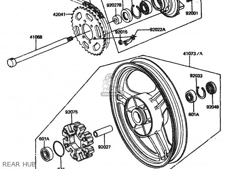 REAR HUB - ZX1100A2 1984 EUROPE UK FR GR IT NR SD