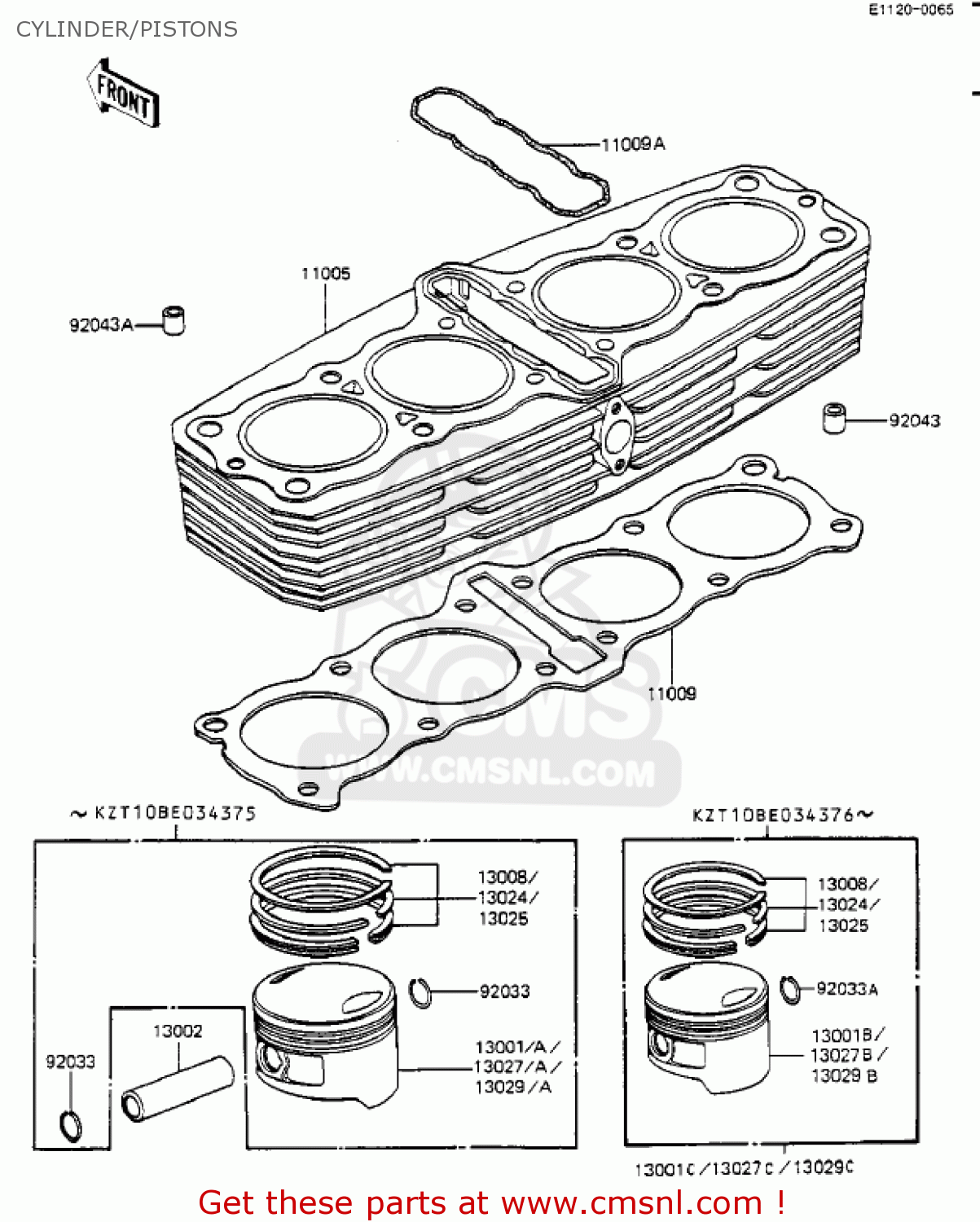 CYLINDER/PISTONS ZX1100A2 GPZ 1984 USA CALIFORNIA CANADA