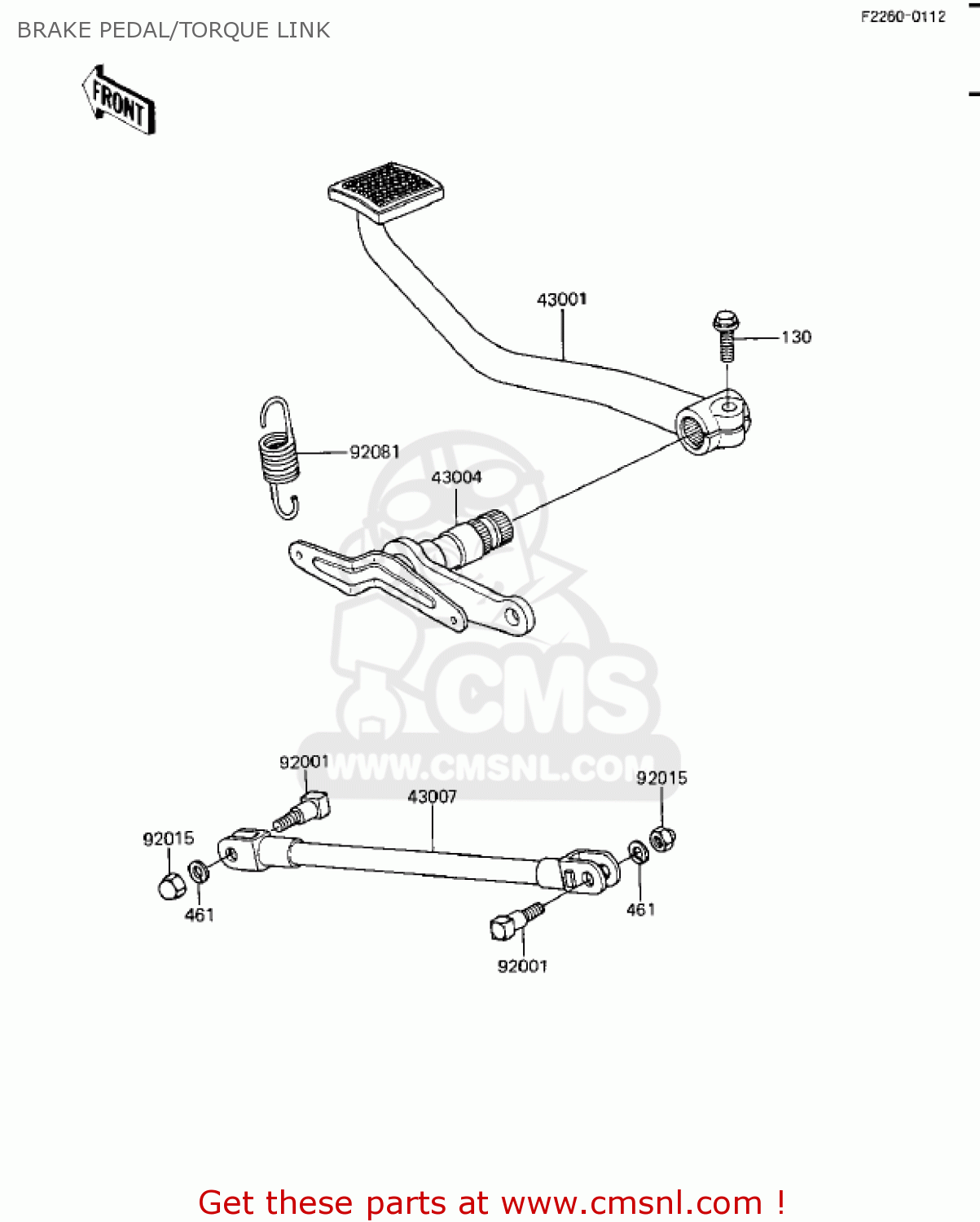 BRAKE PEDAL/TORQUE LINK ZX1100A2 GPZ 1984 USA CALIFORNIA CANADA