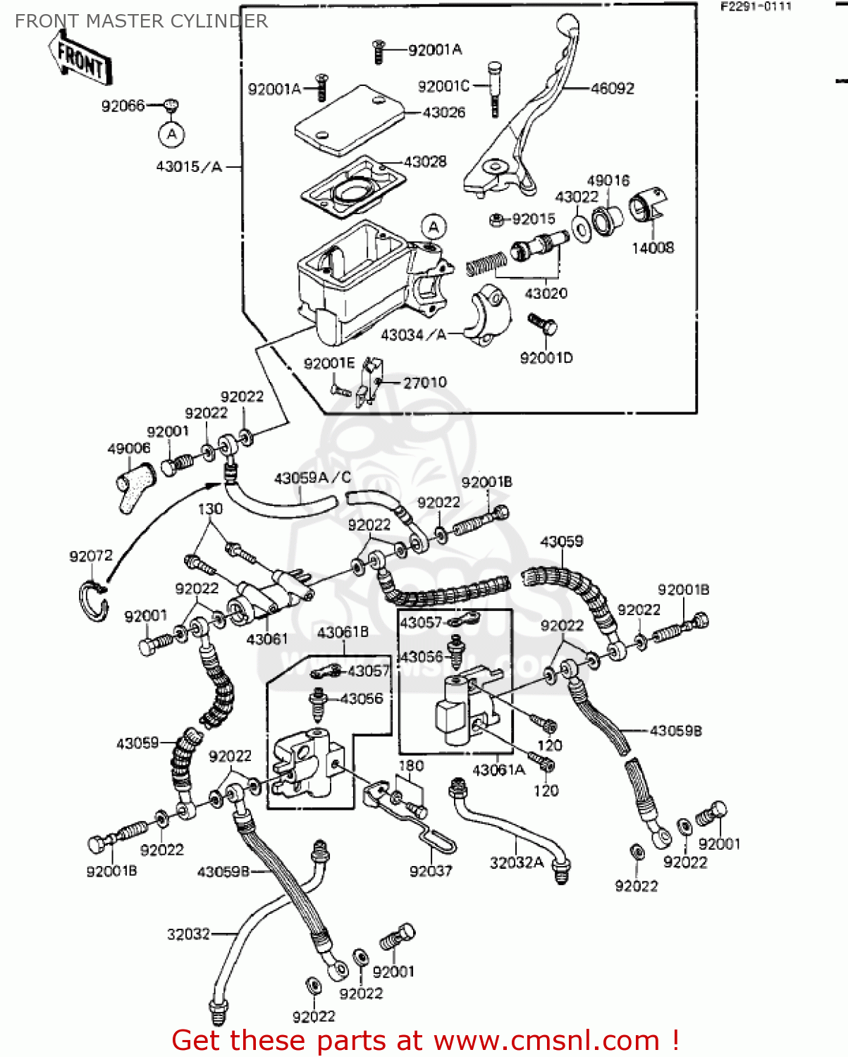 FRONT MASTER CYLINDER ZX1100A2 GPZ 1984 USA CALIFORNIA CANADA