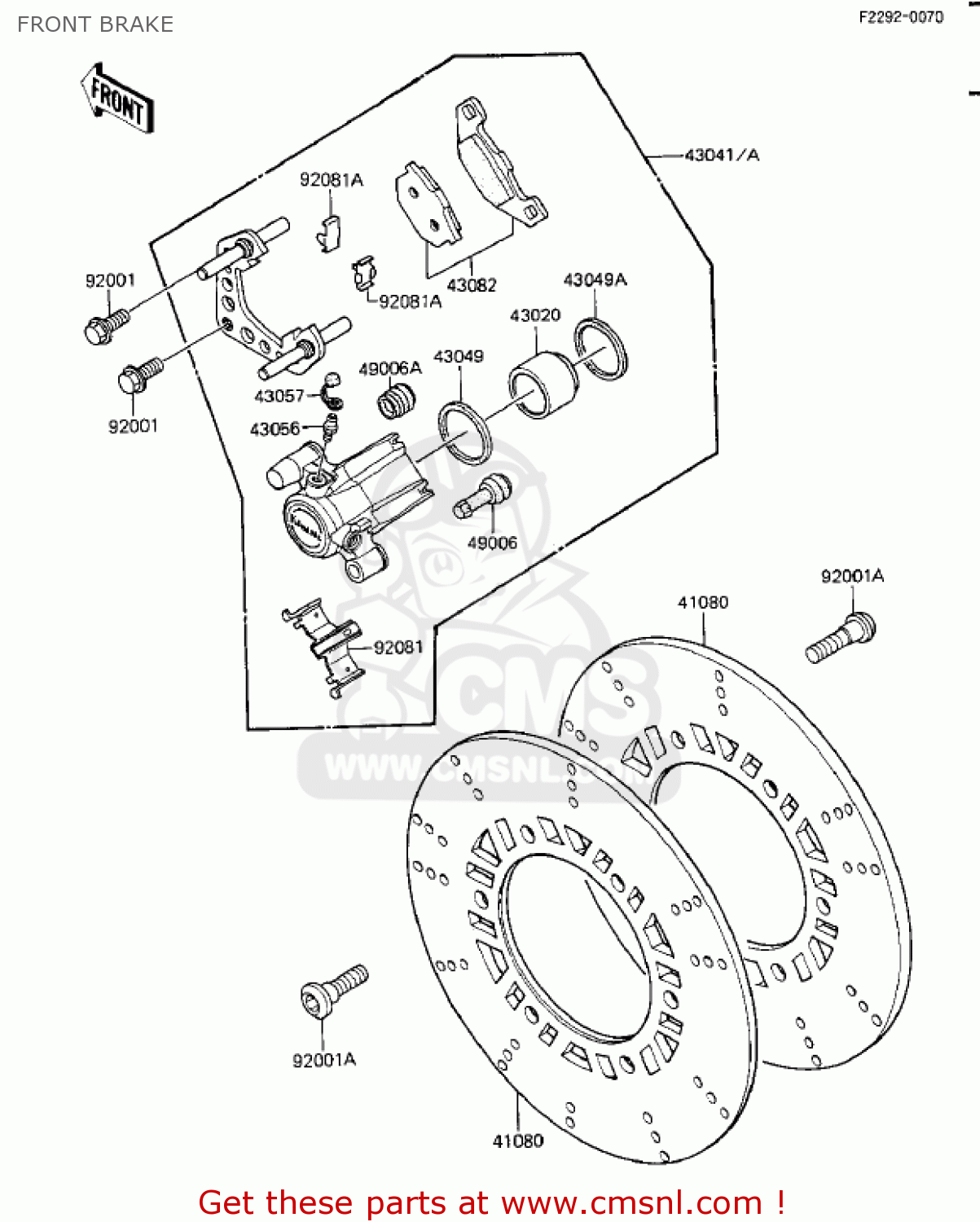 FRONT BRAKE ZX1100A2 GPZ 1984 USA CALIFORNIA CANADA