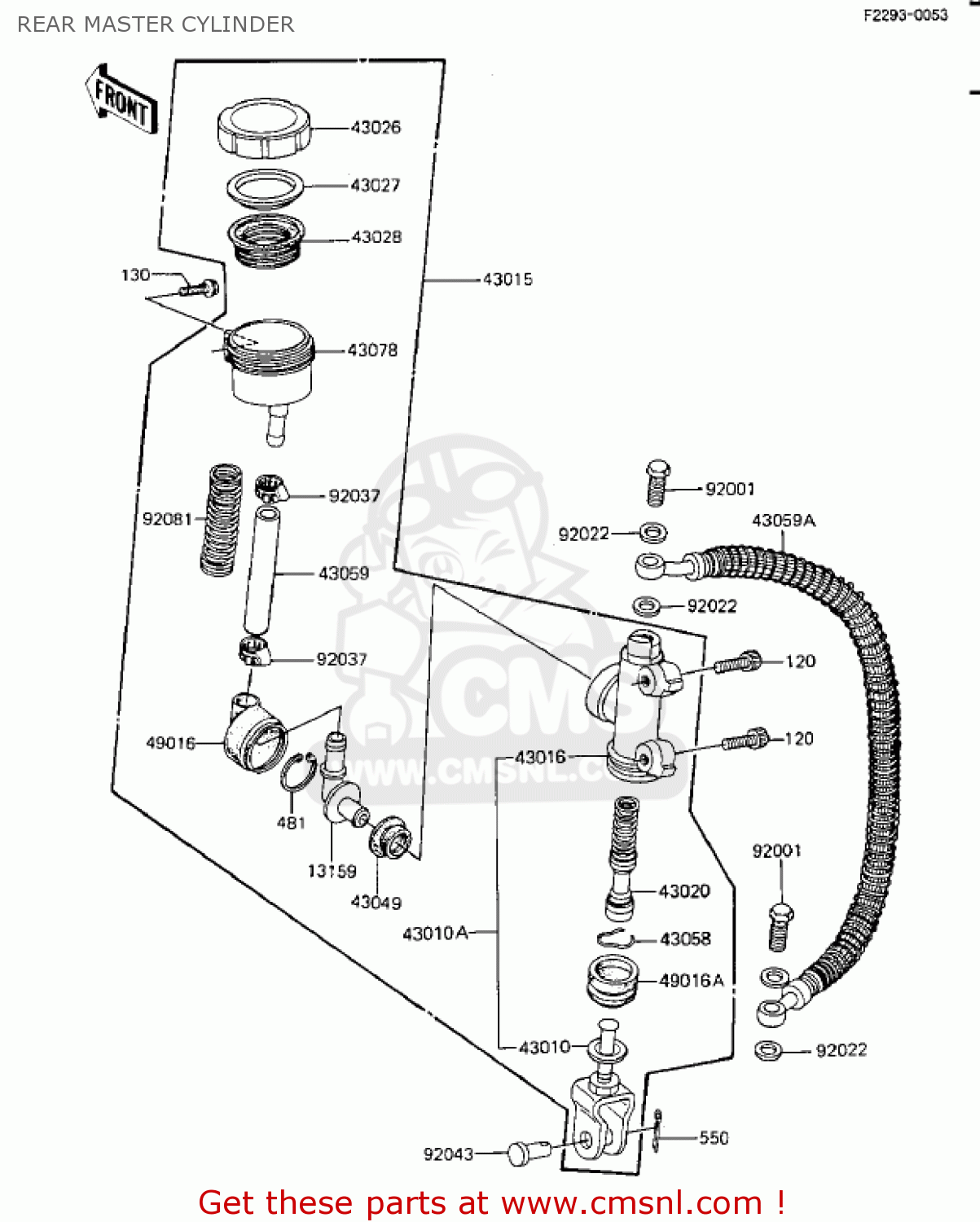 REAR MASTER CYLINDER ZX1100A2 GPZ 1984 USA CALIFORNIA CANADA