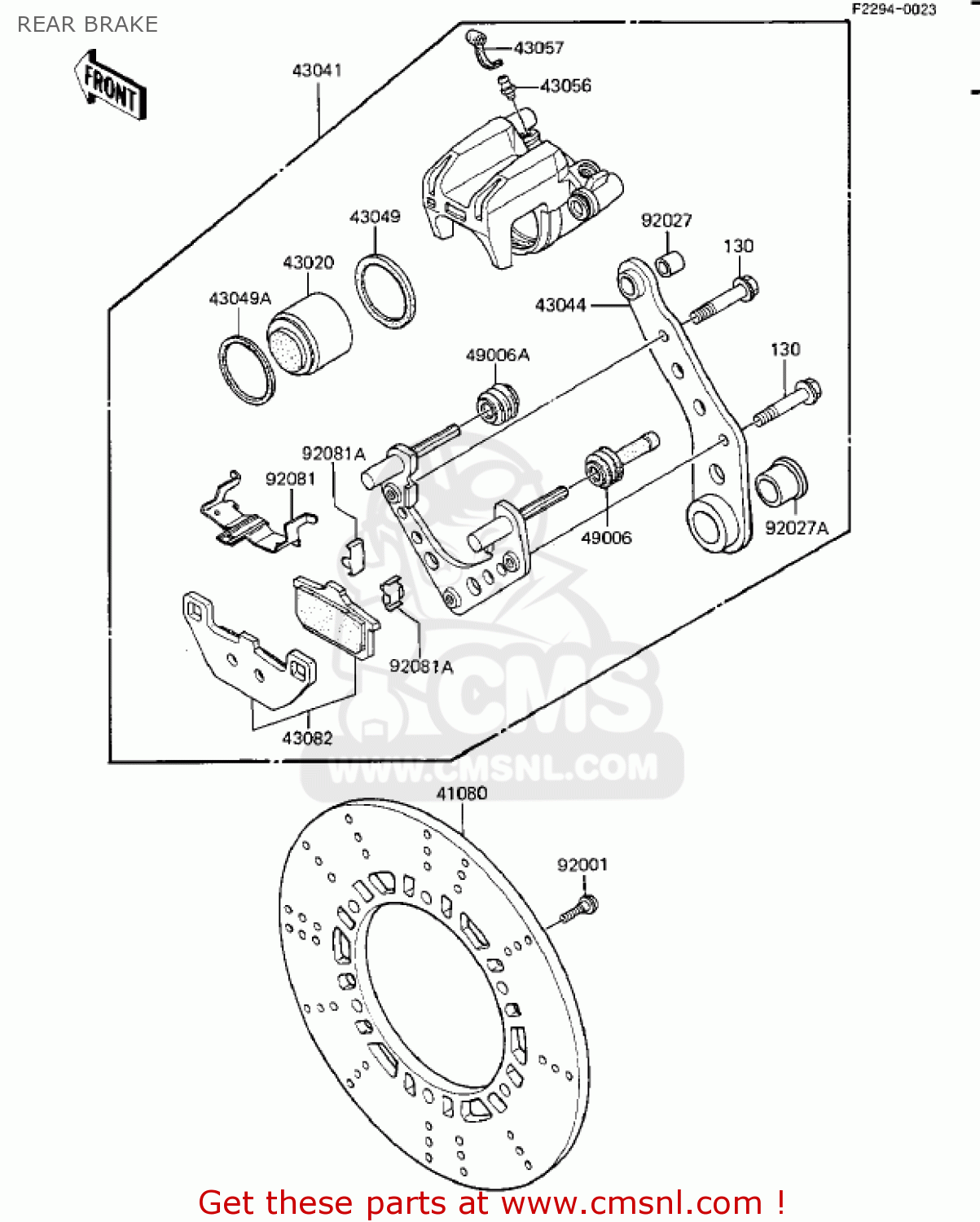 REAR BRAKE ZX1100A2 GPZ 1984 USA CALIFORNIA CANADA