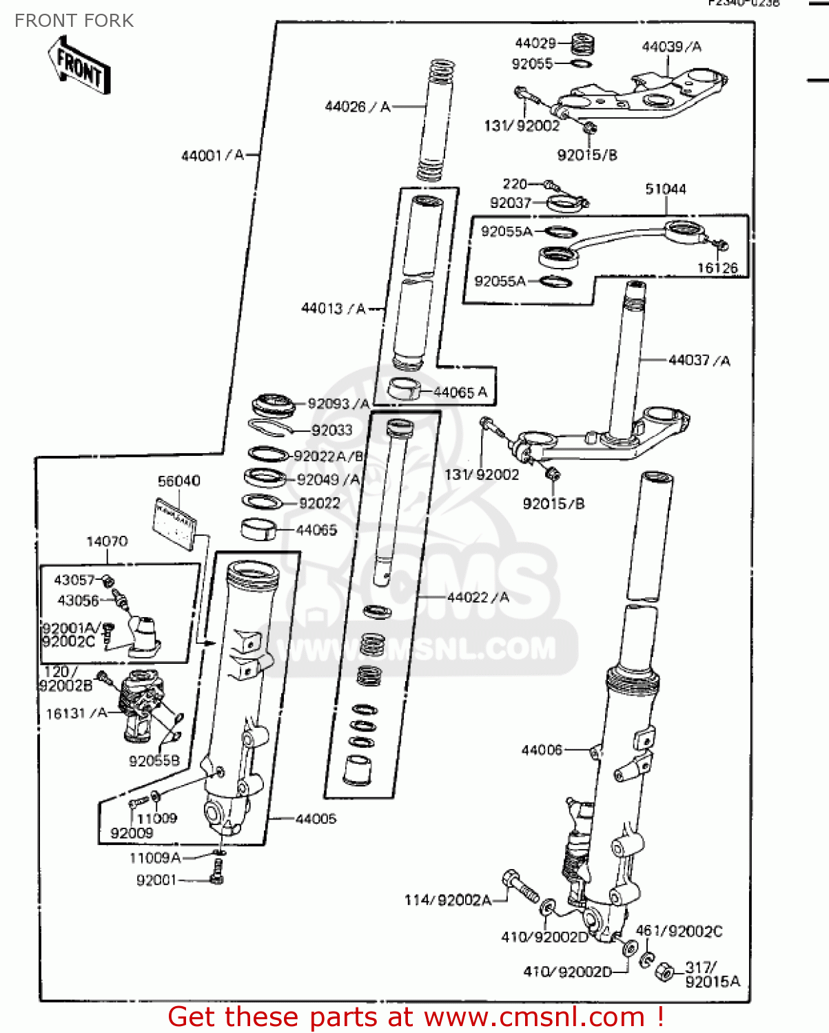 FRONT FORK ZX1100A2 GPZ 1984 USA CALIFORNIA CANADA