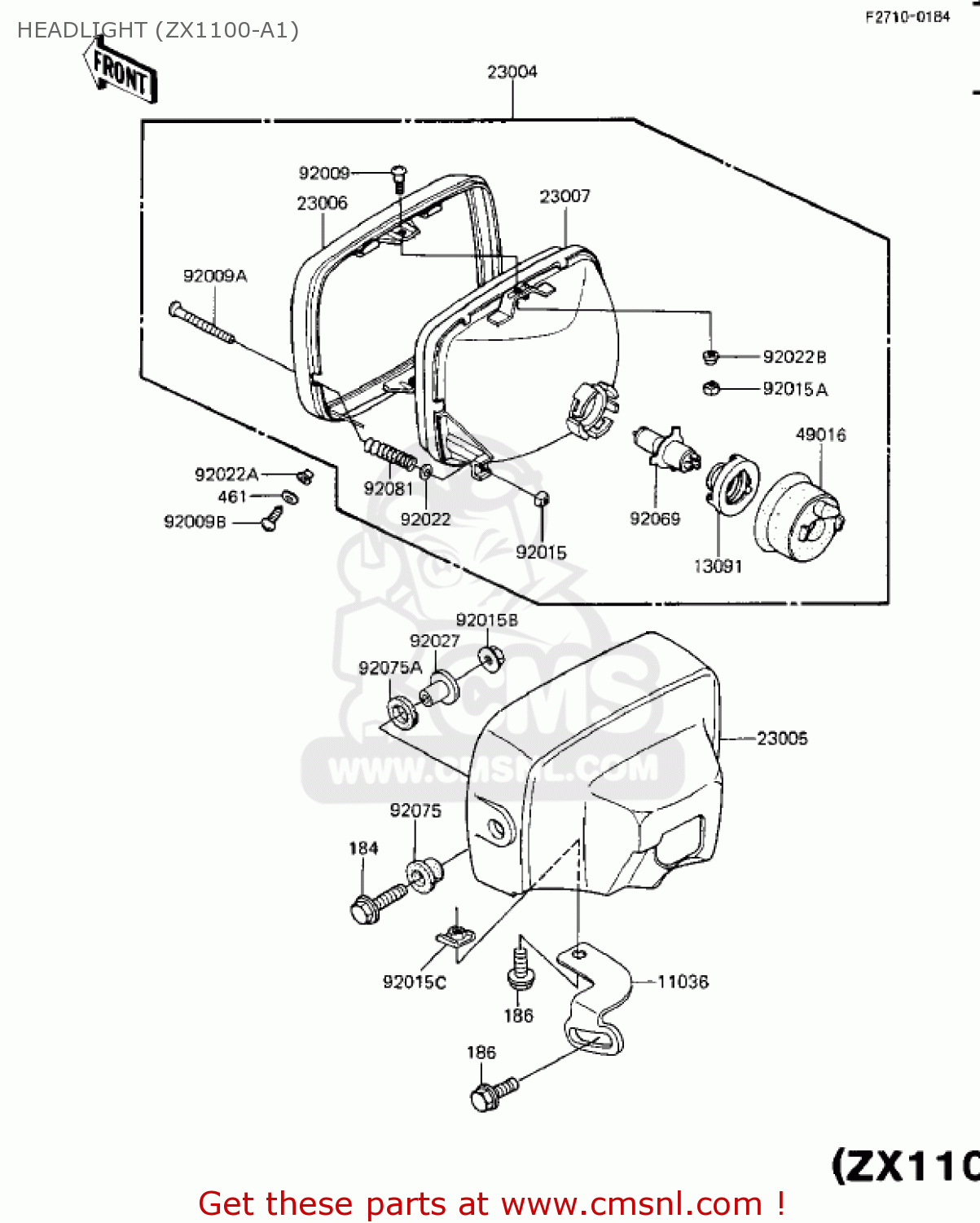 HEADLIGHT (ZX1100-A1) ZX1100A2 GPZ 1984 USA CALIFORNIA CANADA