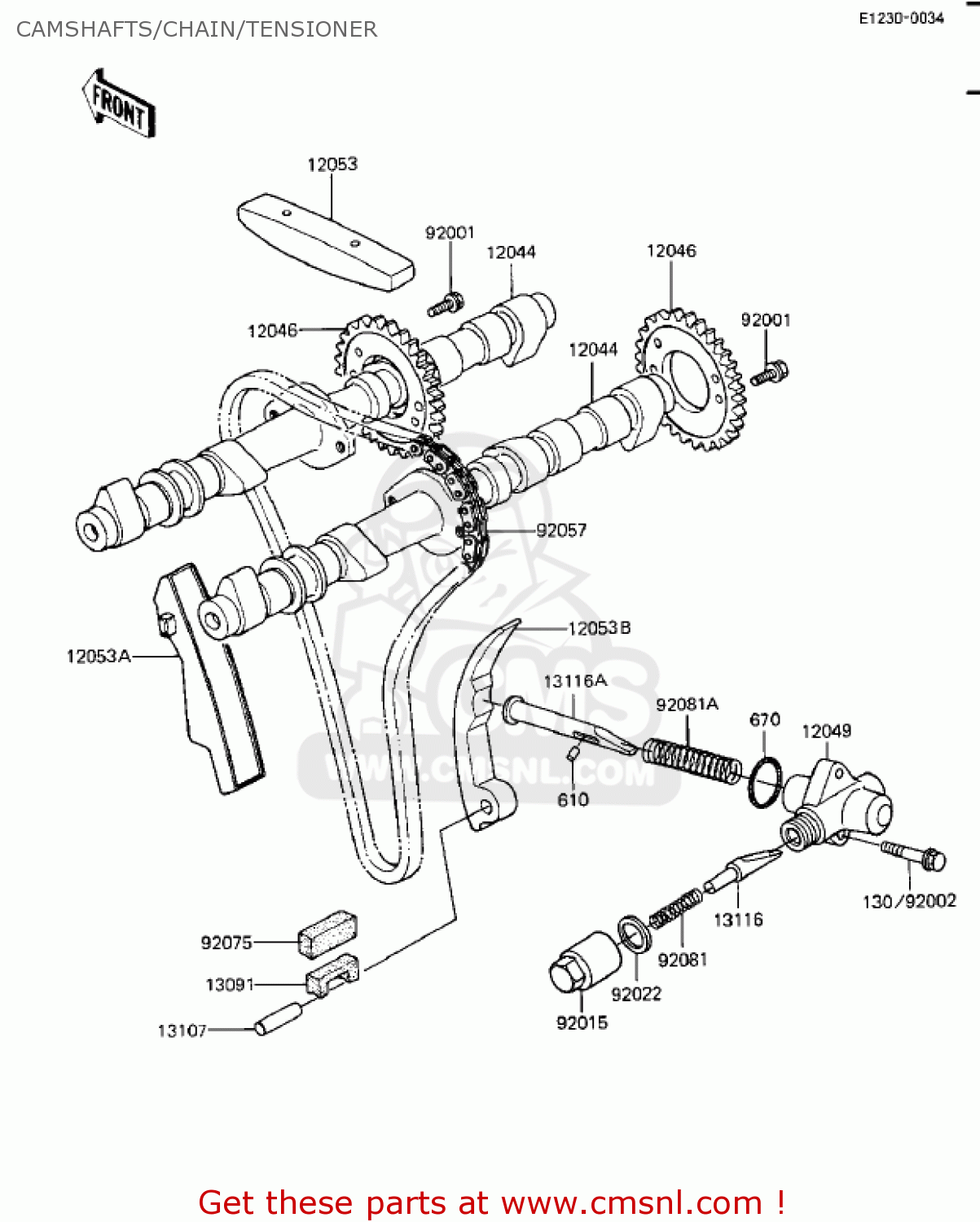 CAMSHAFTS/CHAIN/TENSIONER ZX1100A2 GPZ 1984 USA CALIFORNIA CANADA