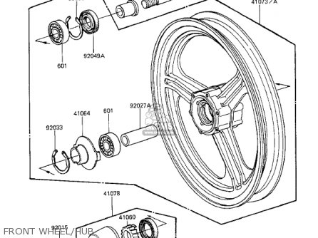 FRONT WHEEL/HUB - ZX1100A2 GPZ 1984 USA CALIFORNIA CANADA