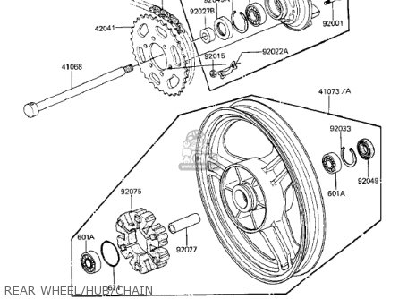 REAR WHEEL/HUB/CHAIN - ZX1100A2 GPZ 1984 USA CALIFORNIA CANADA