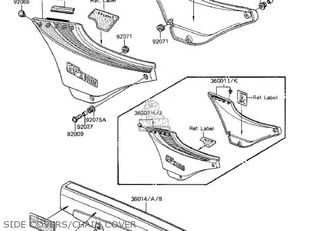 SIDE COVERS/CHAIN COVER - ZX1100A2 GPZ 1984 USA CALIFORNIA CANADA