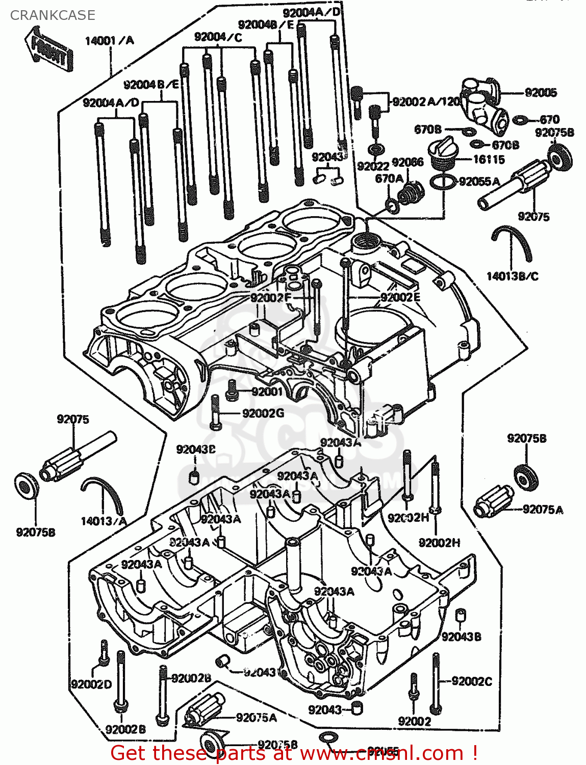 CRANKCASE ZX1100A3 1985 EUROPE UK FR GR IT NR ST