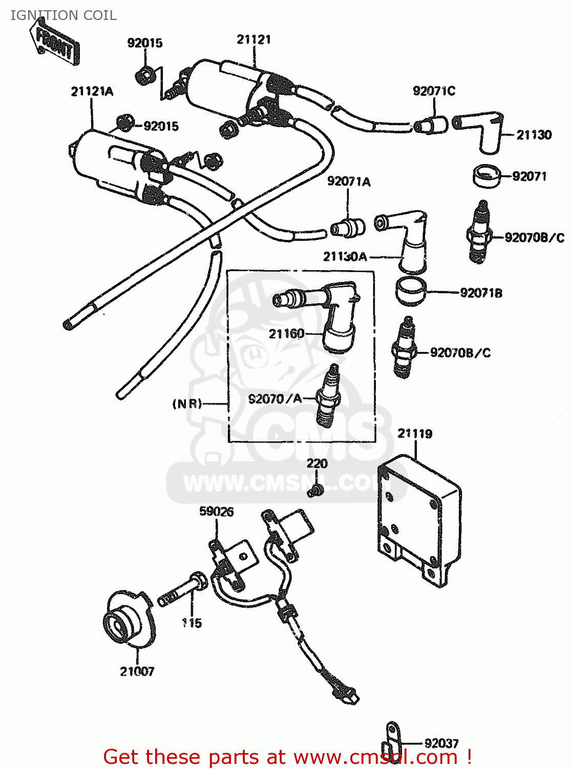 IGNITION COIL ZX1100A3 1985 EUROPE UK FR GR IT NR ST